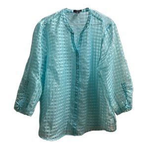 Erika, lightweight, See Through, Tie Up Sleeves Top, Arctic Blue, Size XL